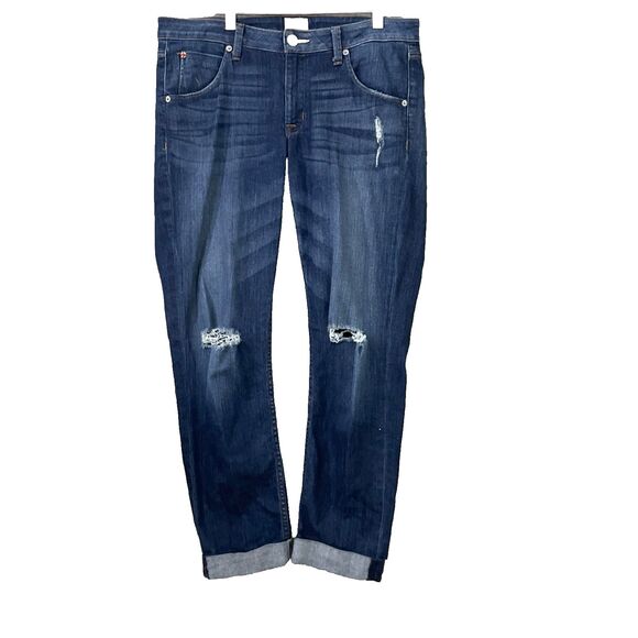 Hudson Jeans Womens 30 Bacara Straight Crop Mid Rise Light Wash Denim distressed - Picture 1 of 16